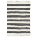 vidaXL Tapis Chindi tissé à la main Coton 160x230cm Anthracite / blanc