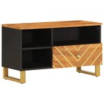 vidaXL Meuble TV marron et noir 80x33 5x46 cm bois massif de manguier