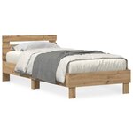 vidaXL Cadre de lit Chêne artisanal 75 x 190 cm Bois d'ingénierie