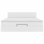 vidaXL Lit ottoman avec matelas & LED blanc pur 180x200cm similicuir