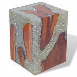 vidaXL Tabouret Bois de teck massif et résine