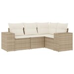 vidaXL Salon de jardin avec coussins 4 Pièces beige résine tressée