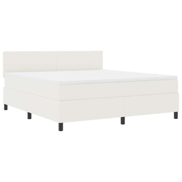 vidaXL Lit à ressort LED avec tête de lit Crème et Blanc 180 x 200 cm