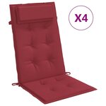 vidaXL Coussins de chaise à dossier haut lot de 4 rouge bordeaux