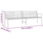 vidaXL Banc de jardin marron 231 cm bois et acier enduit de poudre