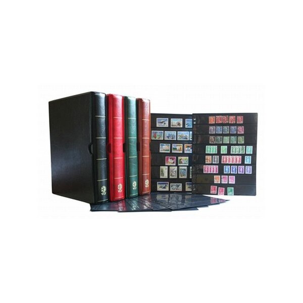 Album Initia garni de 10 recharges pour timbres-poste. Couleur - Vert