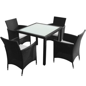 vidaXL Ensemble à manger d'extérieur 5Pièces avec coussins Résine tressée