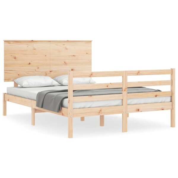 vidaXL Cadre de lit avec tête de lit 140x190 cm bois massif