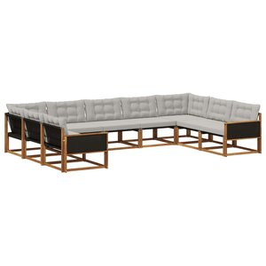 vidaXL Ensemble de canapés d'extérieur 9 Pièces Naturel et gris clair