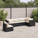 vidaXL Salon de jardin 6 Pièces avec coussins Noir Résine tressée