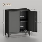 Armoire de bureau 80 x 35 x 91 cm portes verrouillables 2 étagères sécurisée et stable design contemporain en métal noir 21_0006405