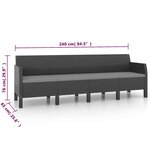 vidaXL Salon de jardin 3 Pièces avec coussins PP Rotin Anthracite