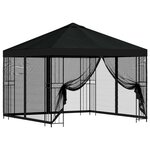 vidaXL Abri de jardin avec parois 3 x 3 m Noir Polyester et Acier