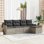 vidaXL Ensemble de canapé de jardin 5 Pièces Gris clair Poly rotin