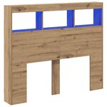 vidaXL Cabinet de Tête de Lit avec LED avec étagère chêne artisanal