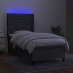 vidaXL Sommier à lattes de lit matelas LED Gris foncé 90x200cm Tissu