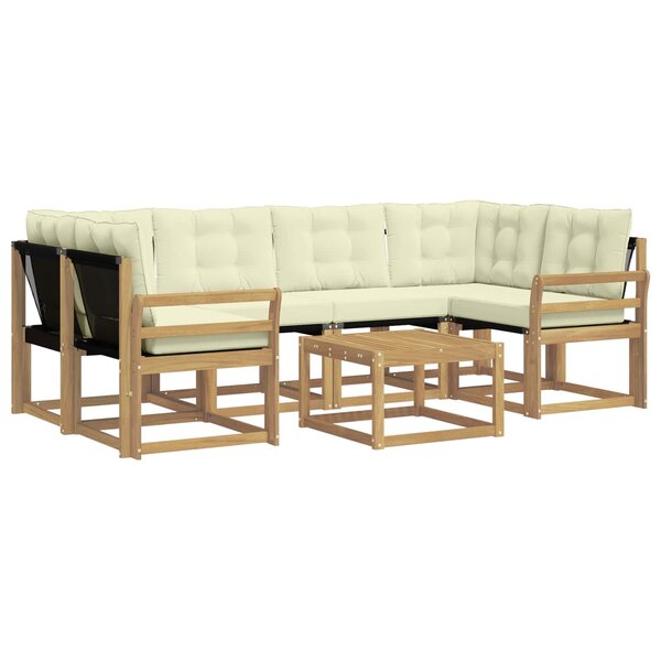 vidaXL Ensemble de canapés d'extérieur 7 Pièces Blanc et crème