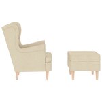 vidaXL Fauteuil avec repose-pied Crème Tissu