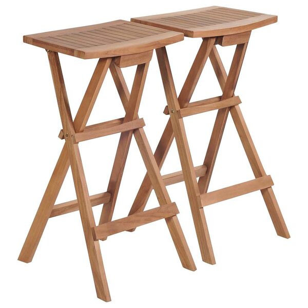 vidaXL Tabourets de bar pliables lot de 2 Bois de teck massif