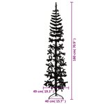 vidaXL Demi sapin de Noël artificiel mince avec support Noir 180 cm