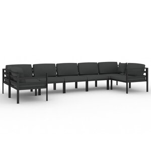 vidaXL Salon de jardin 7 Pièces avec coussins Aluminium Anthracite