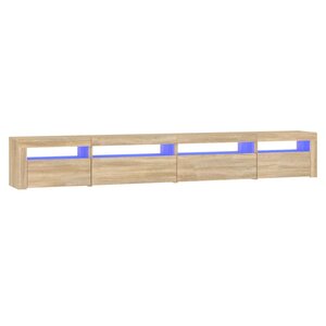 vidaXL Meuble TV avec lumières LED Chêne sonoma 270x35x40 cm
