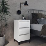 vidaXL Tables de chevet pieds en métal 2 Pièces blanc brillant 40x35x69cm