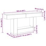vidaXL Gris Béton 160 x 30 x 74 cm