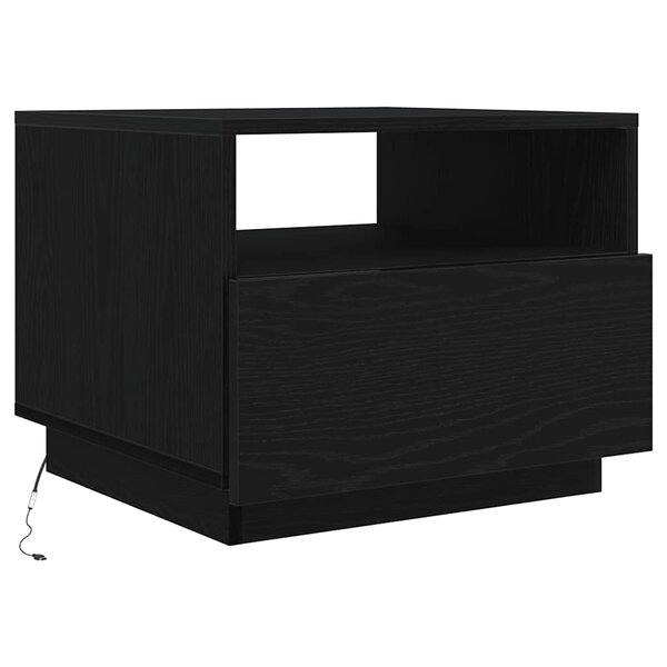 vidaXL Table basse avec lumières LED chêne noir 50x49x40 cm