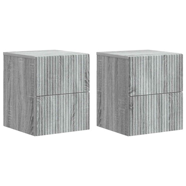 vidaXL Cabinet de chevet mural 2 pièces Sonoma gris 33 x 34 5 x 40 cm