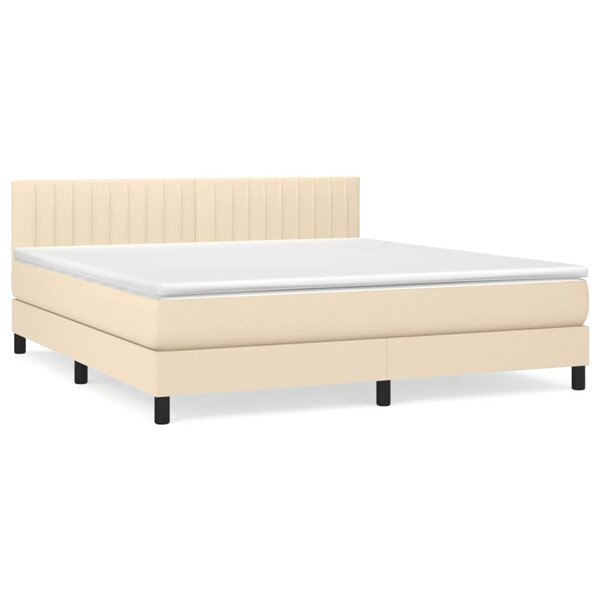 vidaXL Sommier à lattes de lit avec matelas Crème 180x200 cm Tissu
