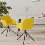 vidaXL Chaises pivotantes à manger lot de 2 Jaune Velours