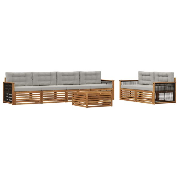 vidaXL Ensemble de canapés d'extérieur 7 Pièces Naturel et gris clair