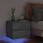 vidaXL Table de chevet murale avec lumières LED sonoma gris
