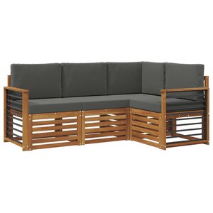 vidaXL Ensemble de canapés d'extérieur 4 pc Naturel et Anthracite