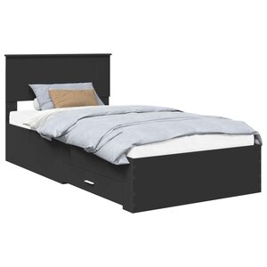 vidaXL Cadre de lit Noir et argent 100 x 200 cm Bois d'ingénierie