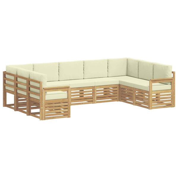vidaXL Ensemble de canapés d'extérieur 7 pc Blanc et Crème Polyester