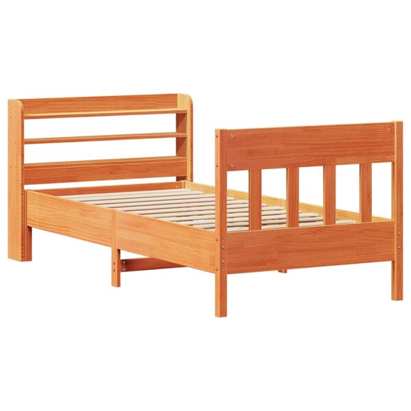 vidaXL Cadre de lit sans matelas cire marron 75x190 cm bois pin massif