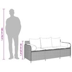 vidaXL Canapé de jardin avec coussins 3 places noir résine tressée