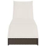 vidaXL Chaise longue pliante coussin rangement marron résine tressée