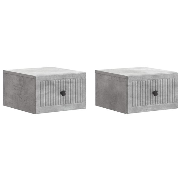 vidaXL Cabinet de chevet mural 2 Pièces Gris béton 33 x 34 5 x 20 cm