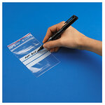 Sachet plastique zip transparent à bandes blanches 60 microns raja 8,5x18 cm