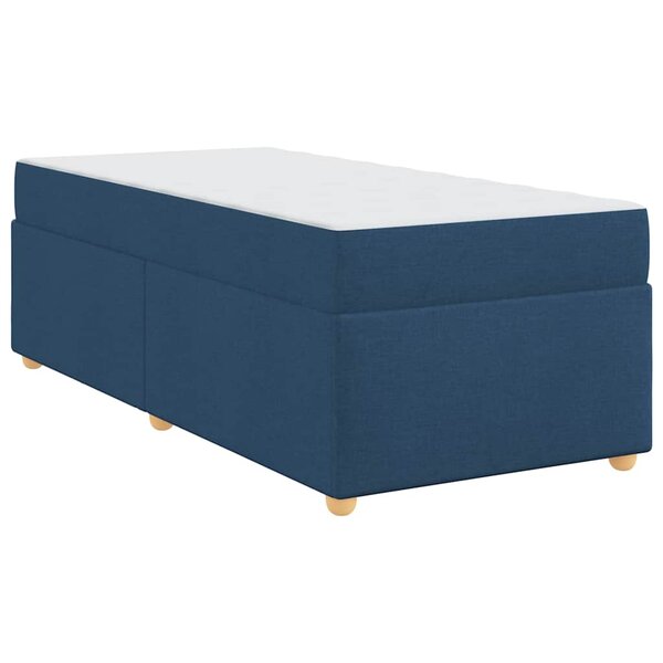 vidaXL Cadre de lit avec matelas Bleu 91 x 200 cm tissu