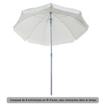 Parasol inclinable octogonal de jardin Ø 2 2 x 2 3 H m métal polyester crème