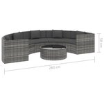 vidaXL Salon de jardin 6 Pièces avec coussins Résine tressée Gris