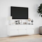 vidaXL Meuble TV mural avec lumières LED blanc 130x31x45 cm
