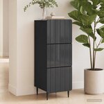 vidaXL Armoire à tiroirs 33 x 34 5 x 92 cm Bois d'ingénierie Noir