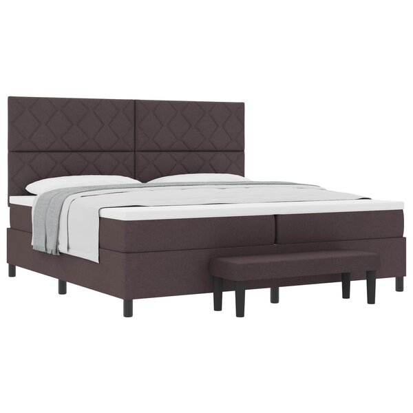 vidaXL Lit à ressorts avec matelas Marron foncé 200 x 200 cm tissu