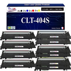 T3AZUR - 10x Toners compatibles avec Samsung CLT-404S pour Samsung Xpress C430 C430W C480 C480FN C480FW C480W C483W