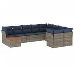 vidaXL Salon de jardin 10 Pièces avec coussins gris résine tressée
